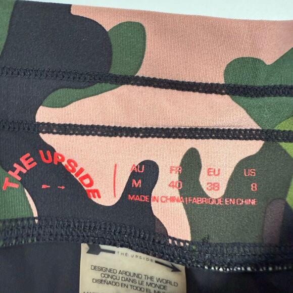 The Upside Camo Crystal Cropped Leggings Women's Size 8 Green Pink Performance - Picture 6 of 8